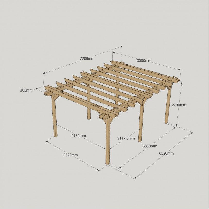 Large Size Heavy Duty Double Pergola Complete DIY Kit, Quality Tanalised Timber.