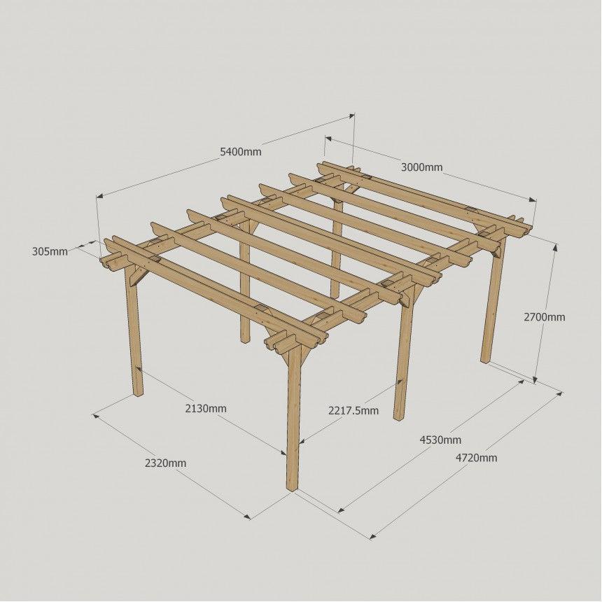 Large Size Heavy Duty Double Pergola Complete DIY Kit, Quality Tanalised Timber.