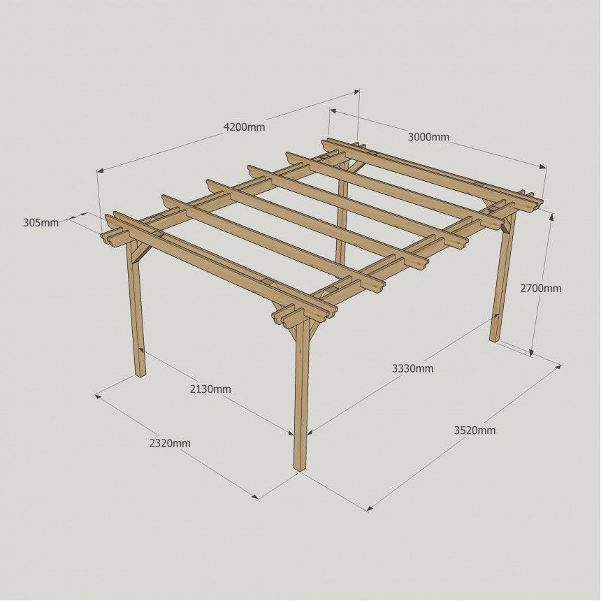 Large Size Heavy Duty Double Pergola Complete DIY Kit, Quality Tanalised Timber.