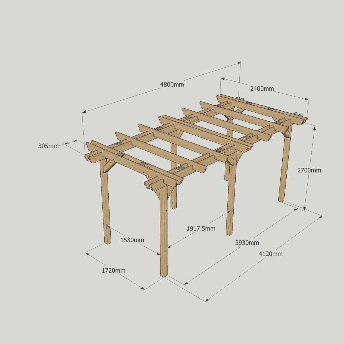 Large Size Heavy Duty Double Pergola Complete DIY Kit, Quality Tanalised Timber.