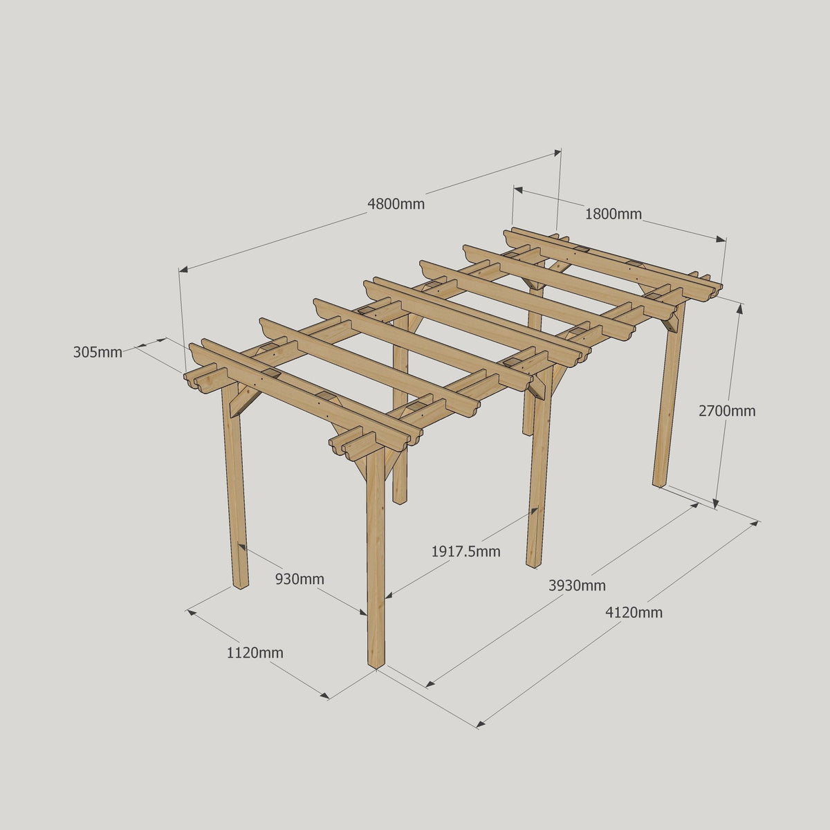 Large Size Heavy Duty Double Pergola Complete DIY Kit, Quality Tanalised Timber.