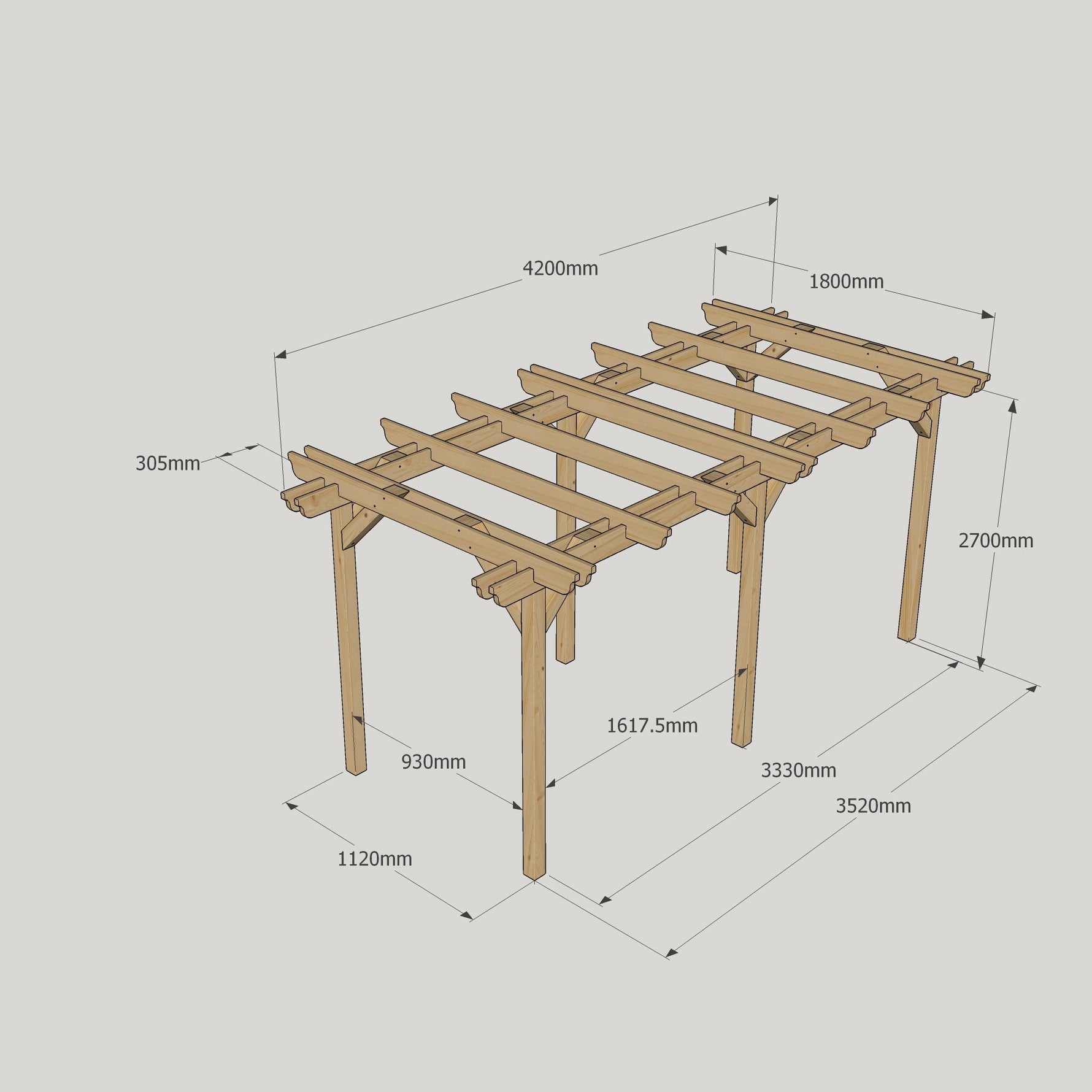 Large Size Heavy Duty Double Pergola Complete DIY Kit, Quality Tanalised Timber.