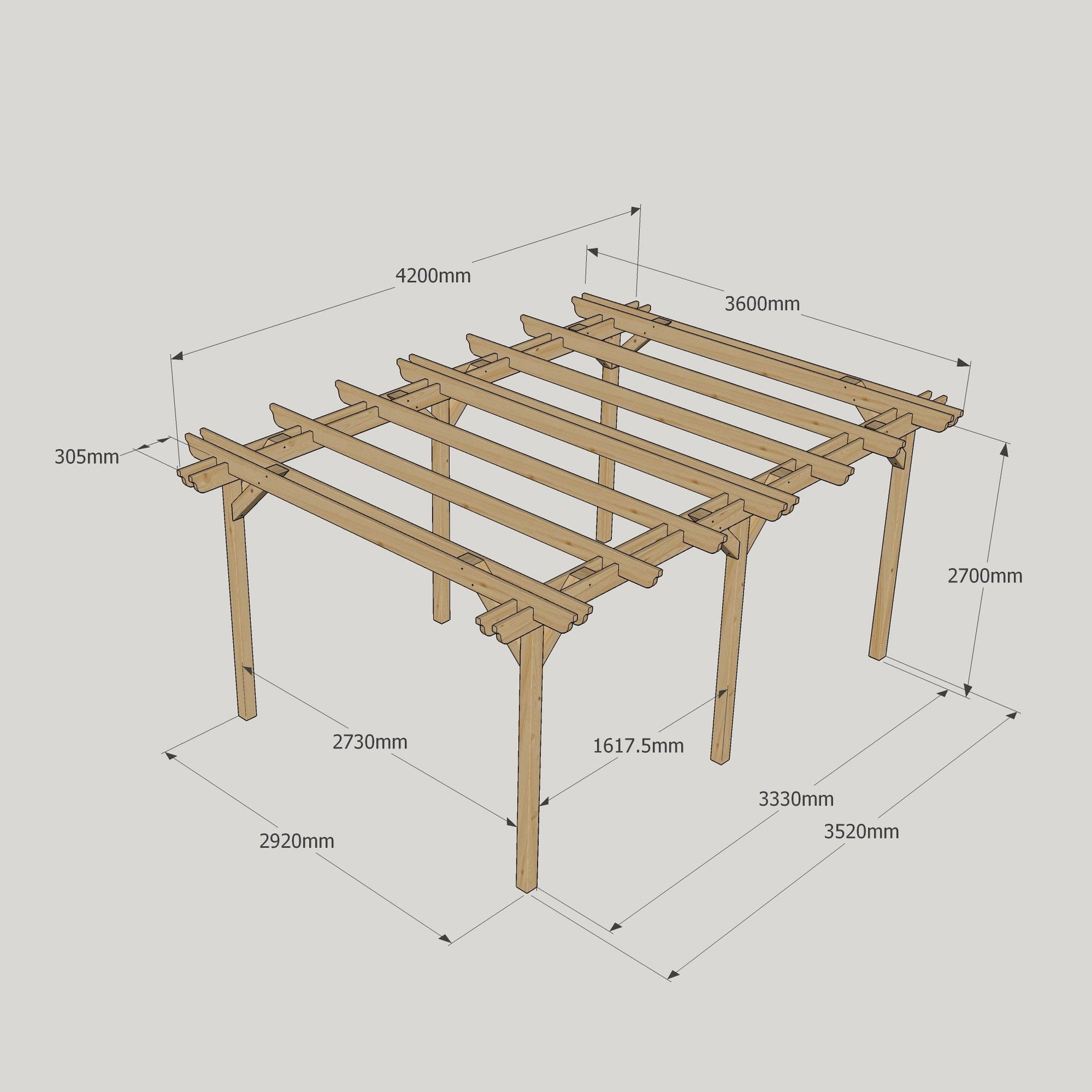 Large Size Heavy Duty Double Pergola Complete DIY Kit, Quality Tanalised Timber.