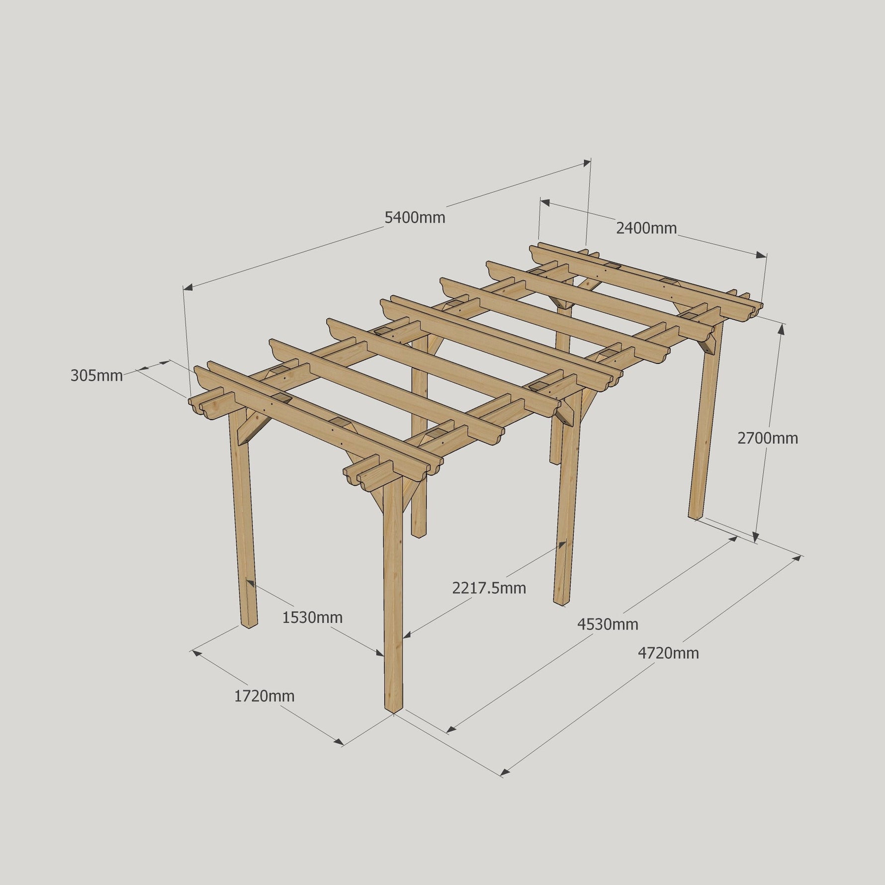 Large Size Heavy Duty Double Pergola Complete DIY Kit, Quality Tanalised Timber.