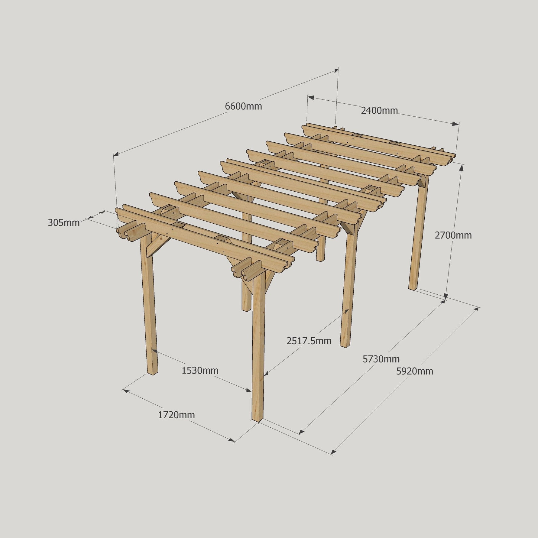 Large Size Heavy Duty Double Pergola Complete DIY Kit, Quality Tanalised Timber.