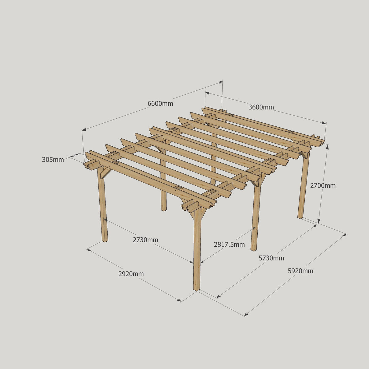 Large Size Heavy Duty Double Pergola Complete DIY Kit, Quality Tanalised Timber.