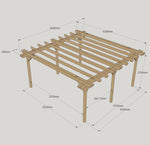 Large Size Heavy Duty Double Pergola Complete DIY Kit, Quality Tanalised Timber.