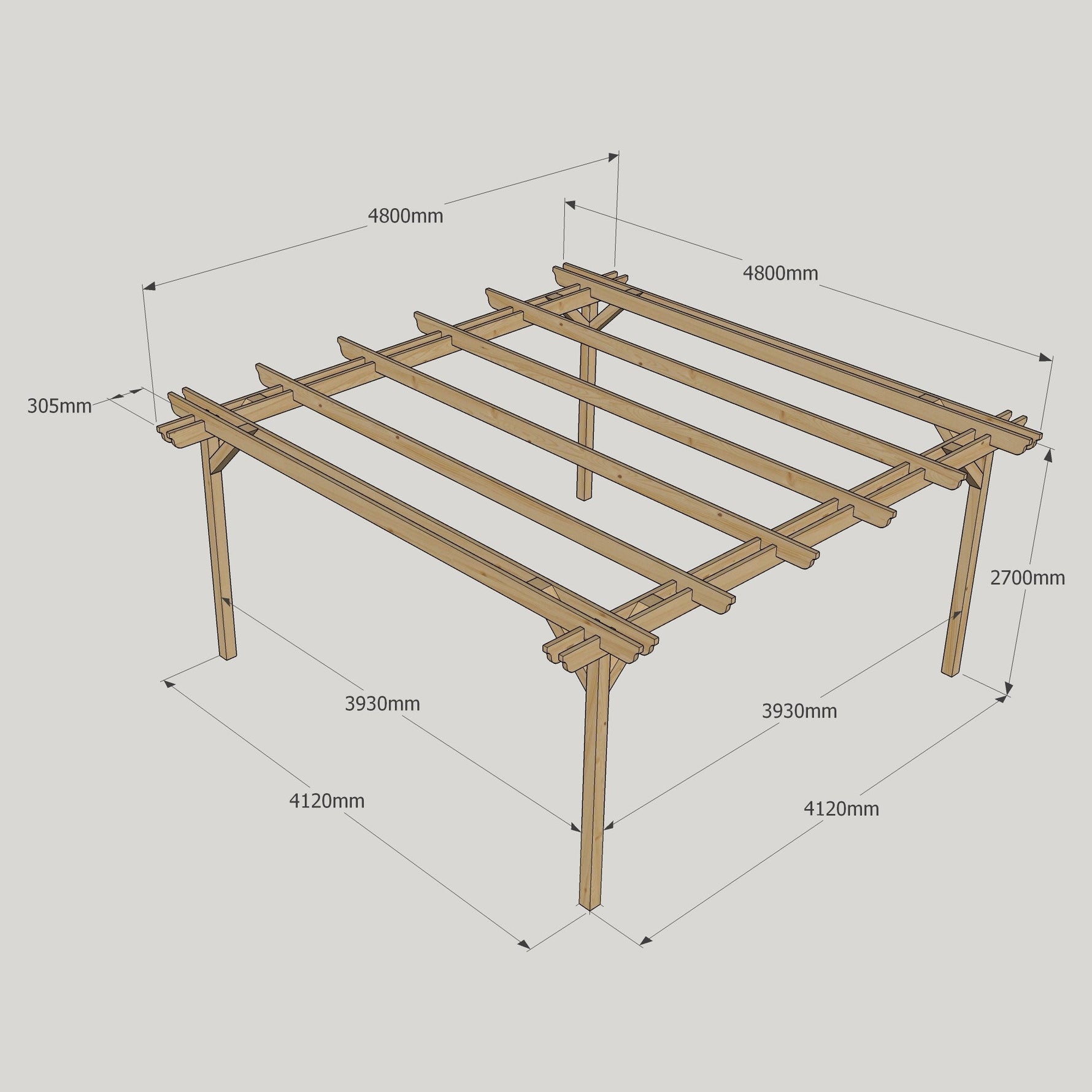 Large Size Heavy Duty Double Pergola Complete DIY Kit, Quality Tanalised Timber.