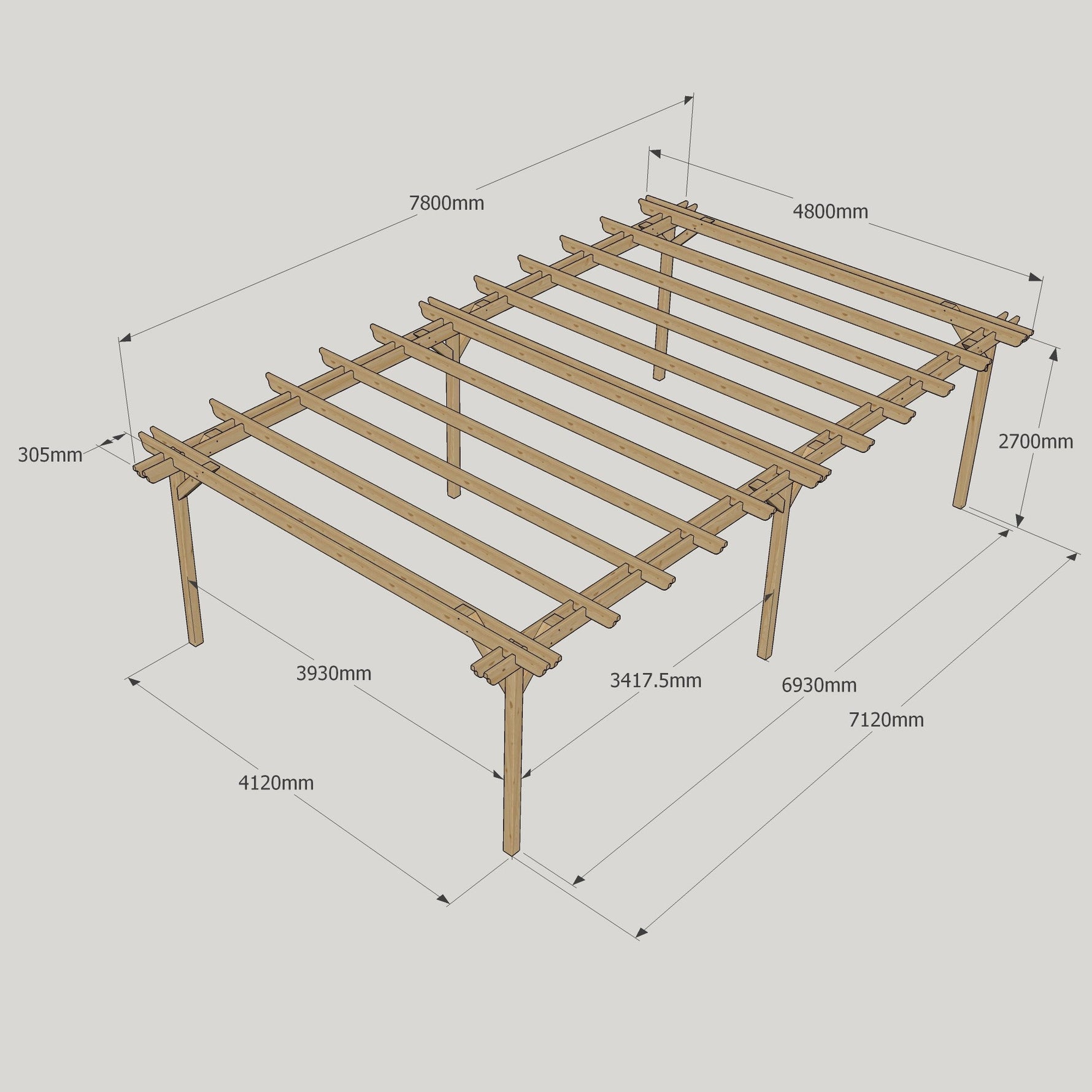 Large Size Heavy Duty Double Pergola Complete DIY Kit, Quality Tanalised Timber.