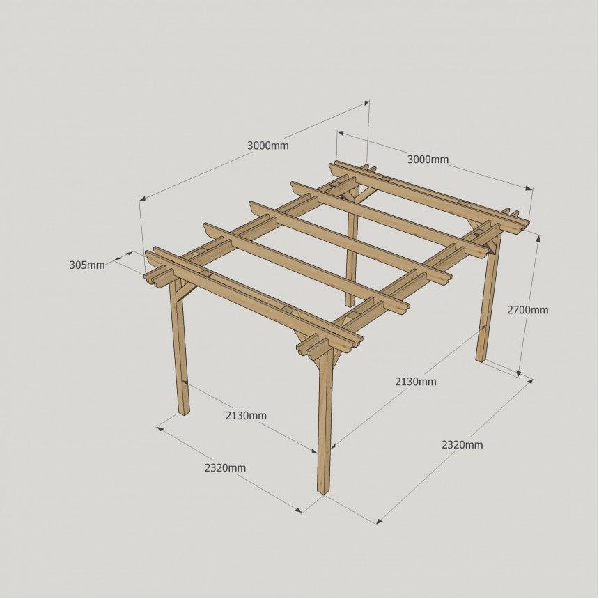 Large Size Heavy Duty Double Pergola Complete DIY Kit, Quality Tanalised Timber.