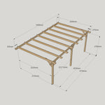 Large Size Heavy Duty Lean-To Pergola Complete DIY Kit, Quality Tanalised Timber.