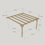Large Size Heavy Duty Lean-To Pergola Complete DIY Kit, Quality Tanalised Timber.