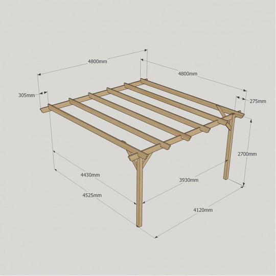 Large Size Heavy Duty Lean-To Pergola Complete DIY Kit, Quality Tanalised Timber.