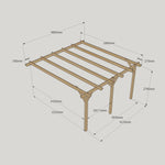 Large Size Heavy Duty Lean-To Pergola Complete DIY Kit, Quality Tanalised Timber.