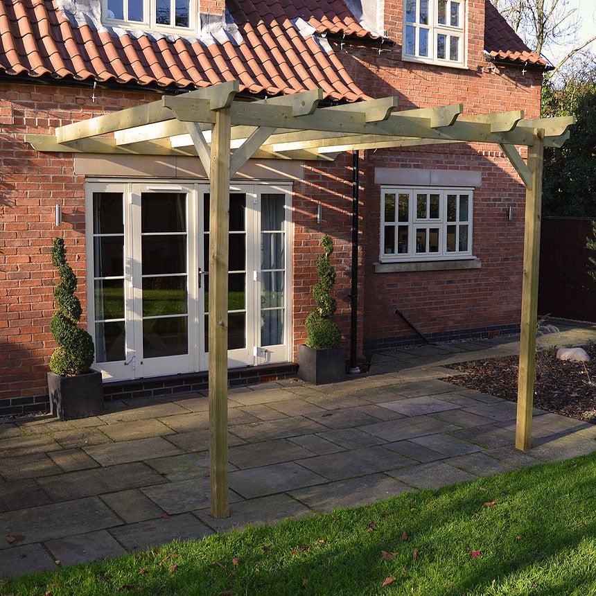 Large Size Heavy Duty Lean-To Pergola Complete DIY Kit, Quality Tanalised Timber.