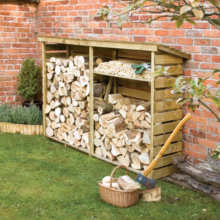 Large log store with kindling shelf, tanalised timber