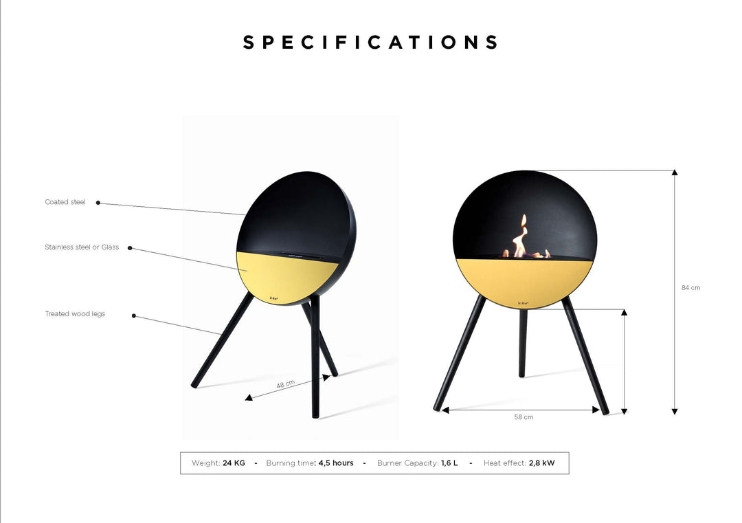 NEW Le Feu Eye Fireplace in Black