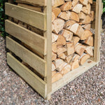 Narrow log store with kindling shelf, tanalised timber