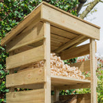 Narrow log store with kindling shelf, tanalised timber