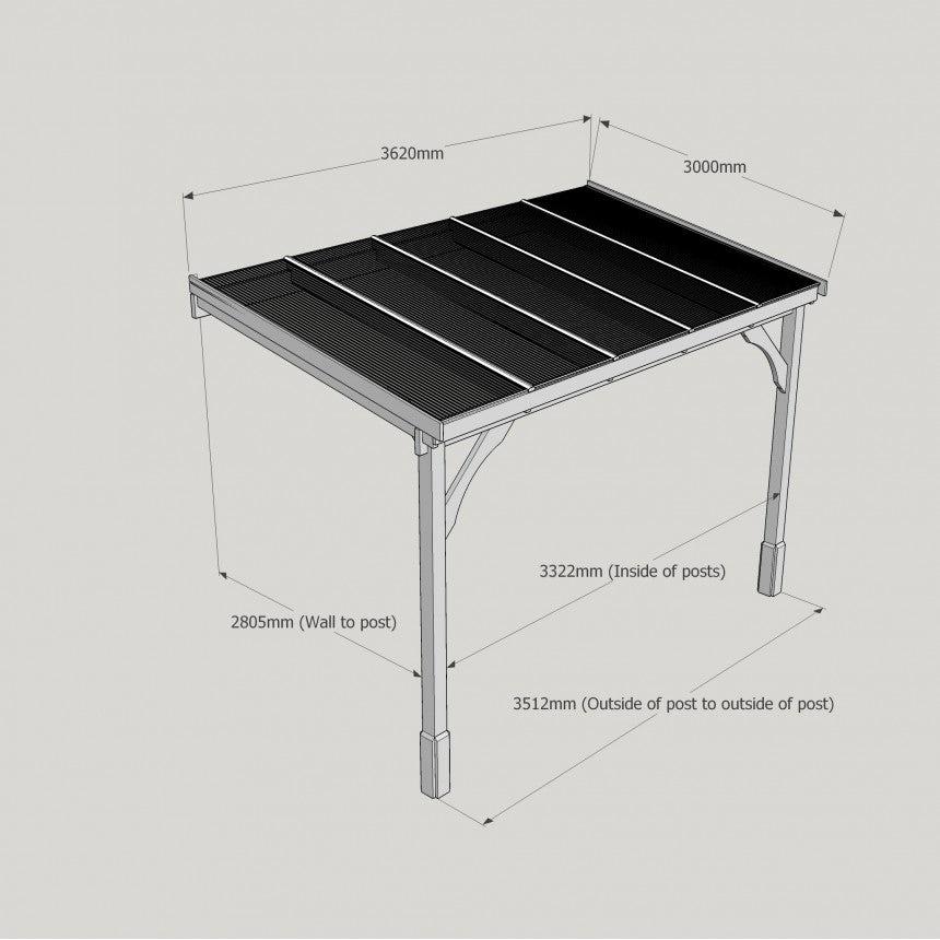 Polycarbonate Roof Lean-To Carport Gazebo Complete DIY Kit, Various Sizes