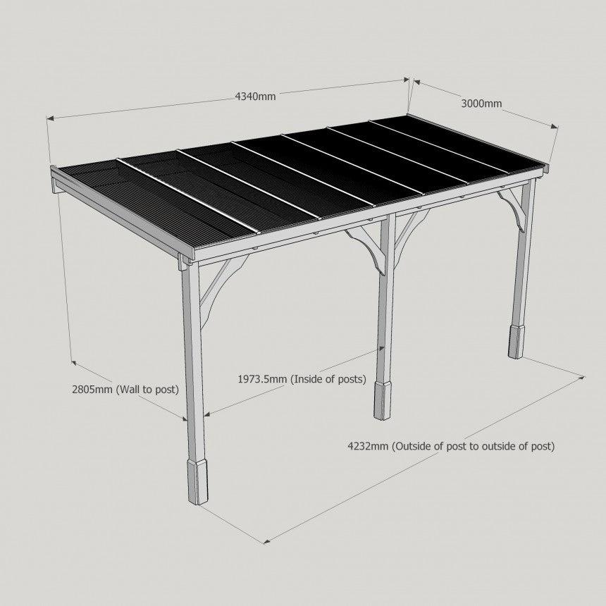 Polycarbonate Roof Lean-To Carport Gazebo Complete DIY Kit, Various Sizes