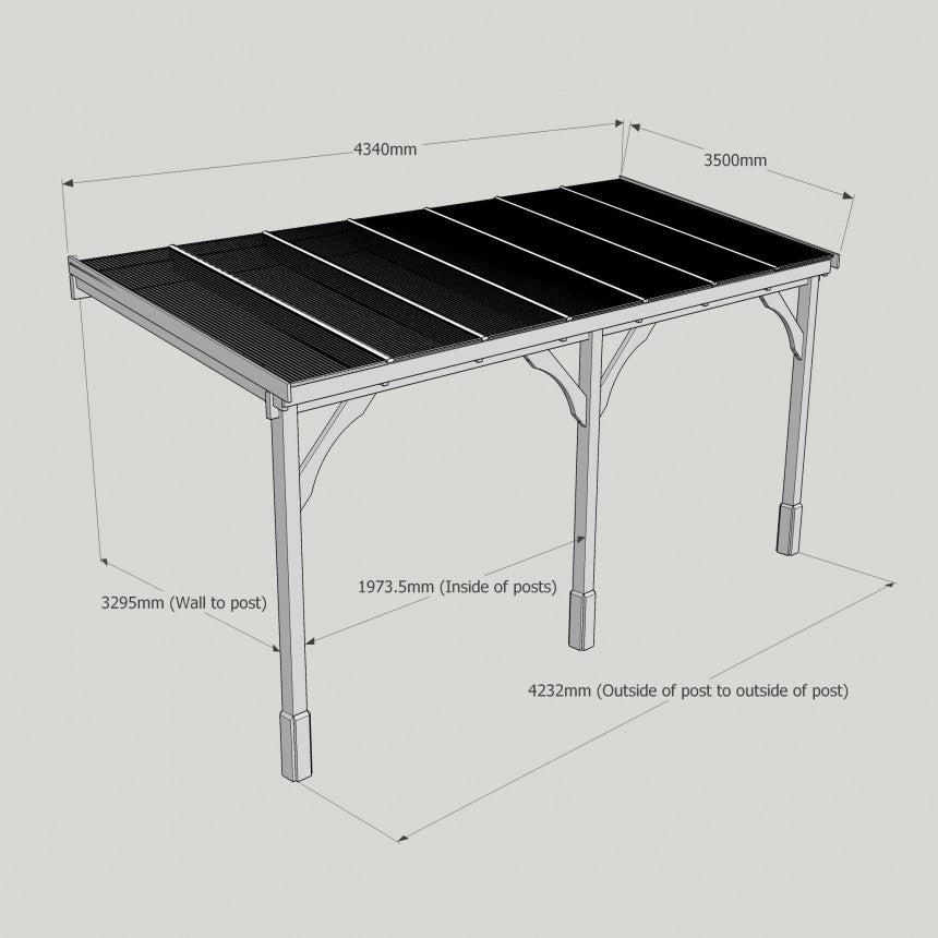 Polycarbonate Roof Lean-To Carport Gazebo Complete DIY Kit, Various Sizes