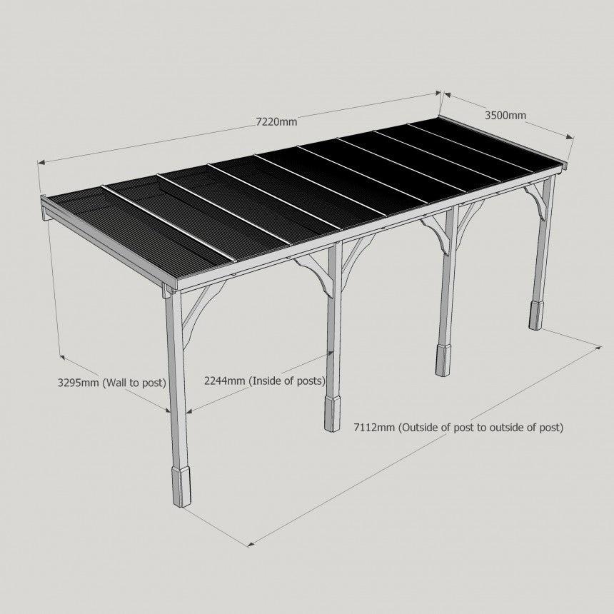 Polycarbonate Roof Lean-To Carport Gazebo Complete DIY Kit, Various Sizes