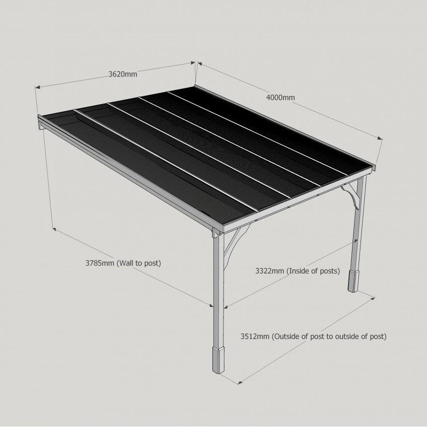 Polycarbonate Roof Lean-To Carport Gazebo Complete DIY Kit, Various Sizes