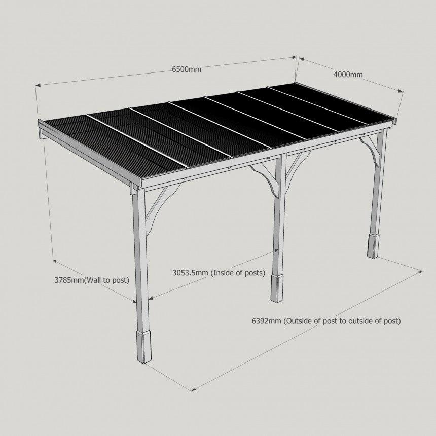 Polycarbonate Roof Lean-To Carport Gazebo Complete DIY Kit, Various Sizes