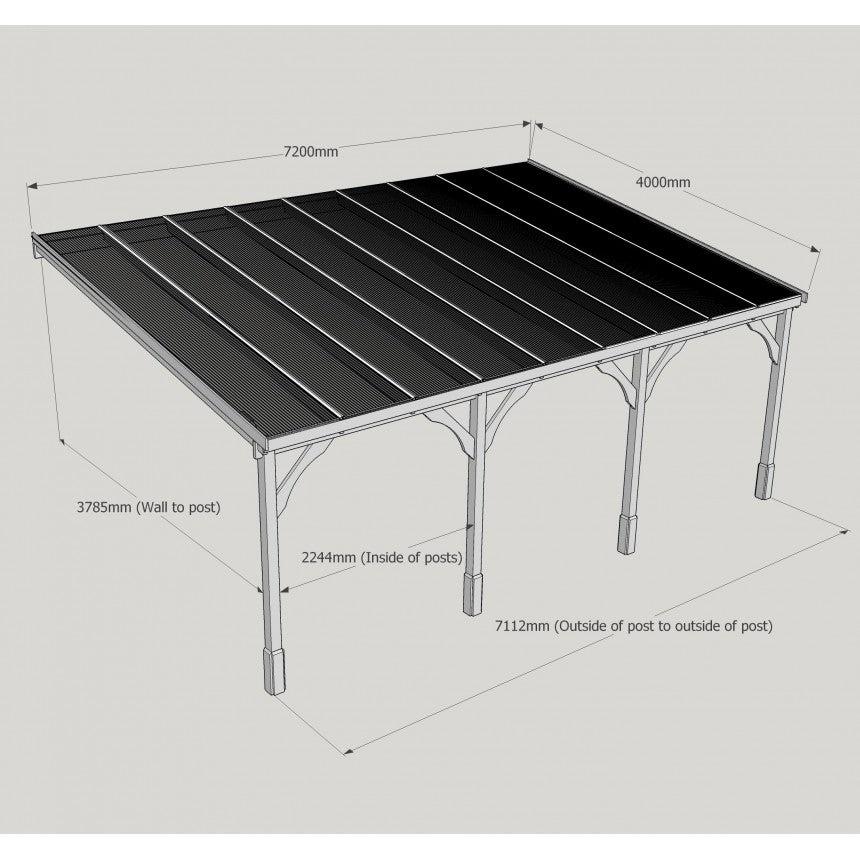 Polycarbonate Roof Lean-To Carport Gazebo Complete DIY Kit, Various Sizes