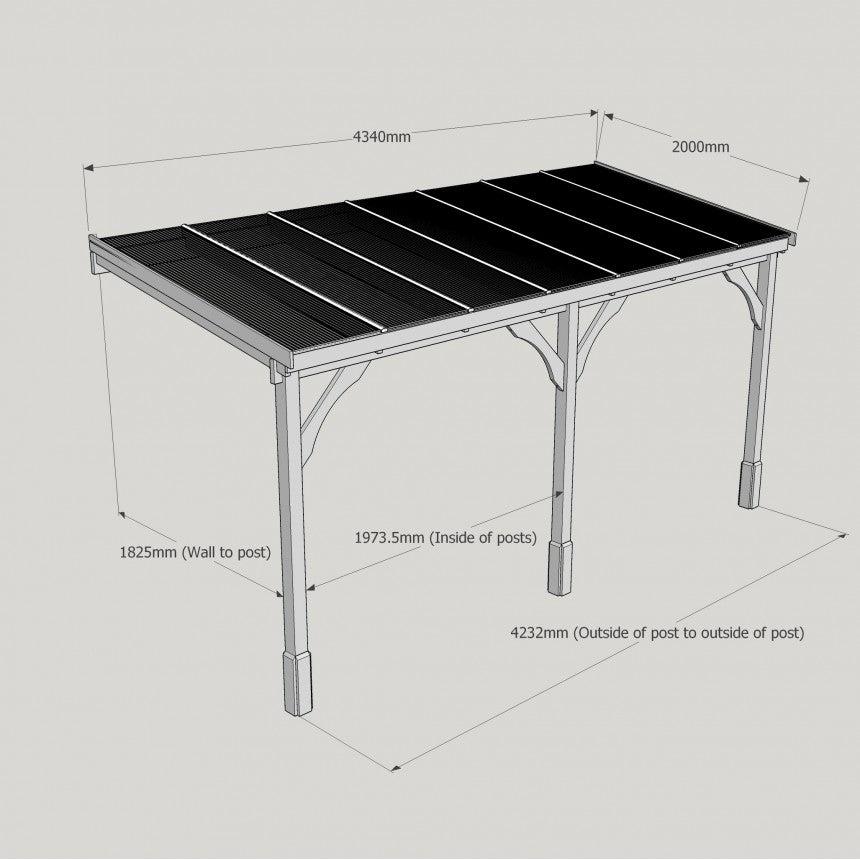 Polycarbonate Roof Lean-To Carport Gazebo Complete DIY Kit, Various Sizes