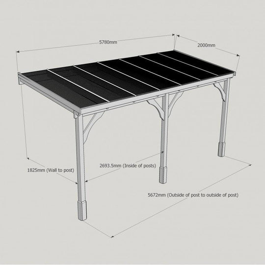 Polycarbonate Roof Lean-To Carport Gazebo Complete DIY Kit, Various Sizes