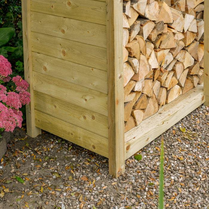 Premium Double log store with kindling shelf, tanalised timber