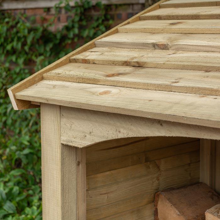 Premium Double log store with kindling shelf, tanalised timber