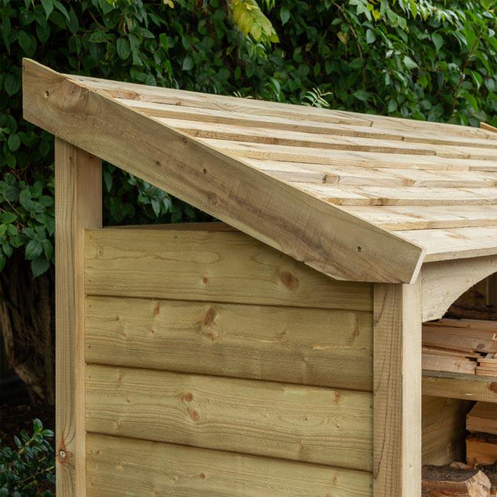Premium Double log store with kindling shelf, tanalised timber