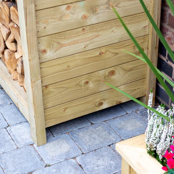 Premium Single log store with kindling shelf, tanalised timber