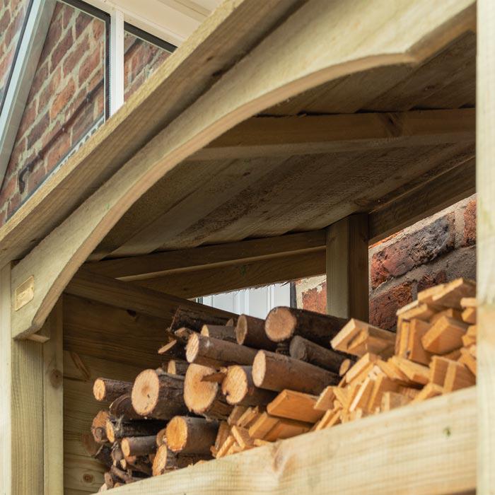 Premium Single log store with kindling shelf, tanalised timber