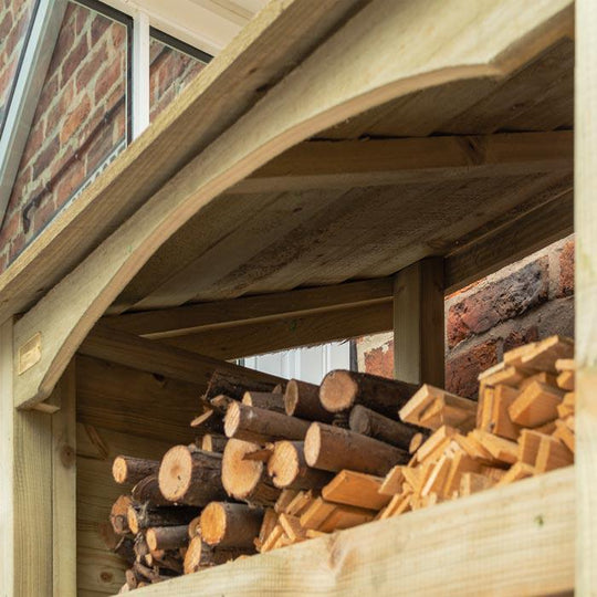 Premium Single log store with kindling shelf, tanalised timber