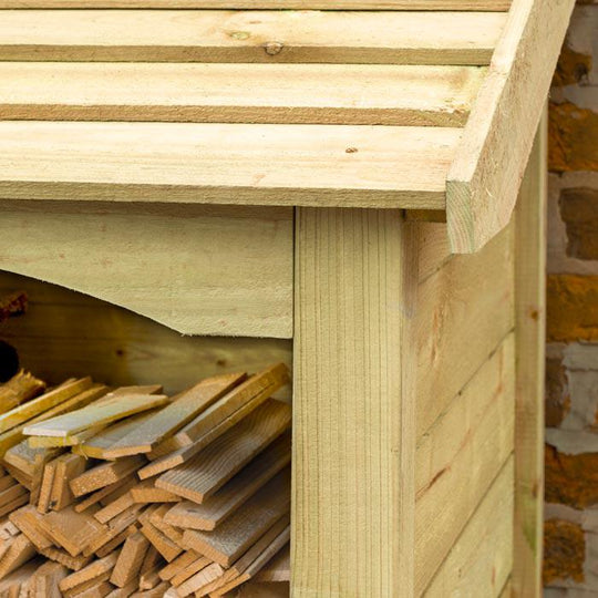 Premium Single log store with kindling shelf, tanalised timber