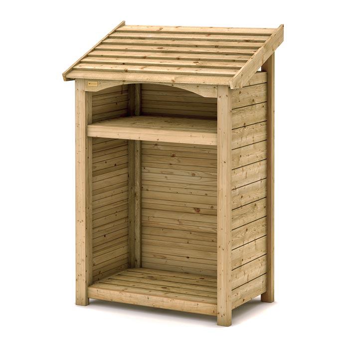 Premium Single log store with kindling shelf, tanalised timber