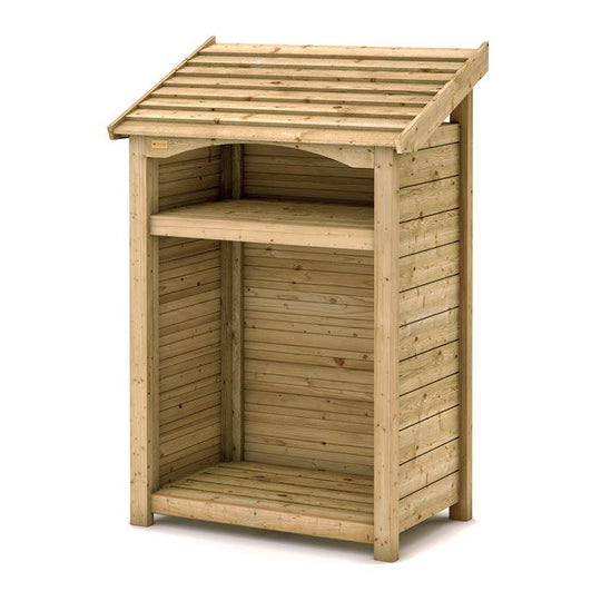 Premium Single log store with kindling shelf, tanalised timber