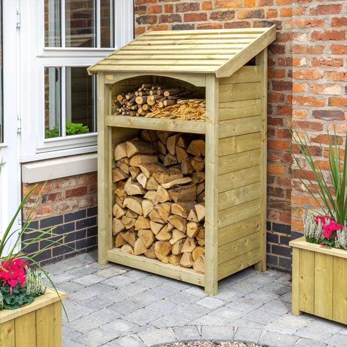 Premium Single log store with kindling shelf, tanalised timber – Layzee ...