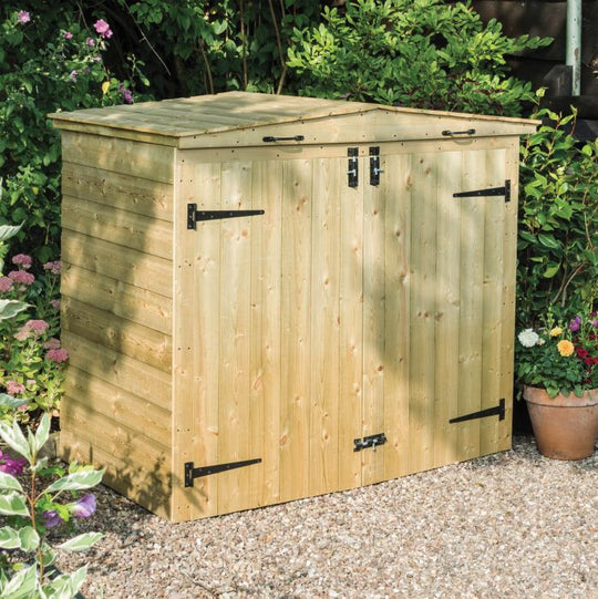 Quality, Premium Double Bin store, Tanalised Timber.
