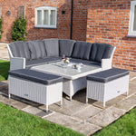 Rattan Effect Corner Dining Set with Adjustable Height Table