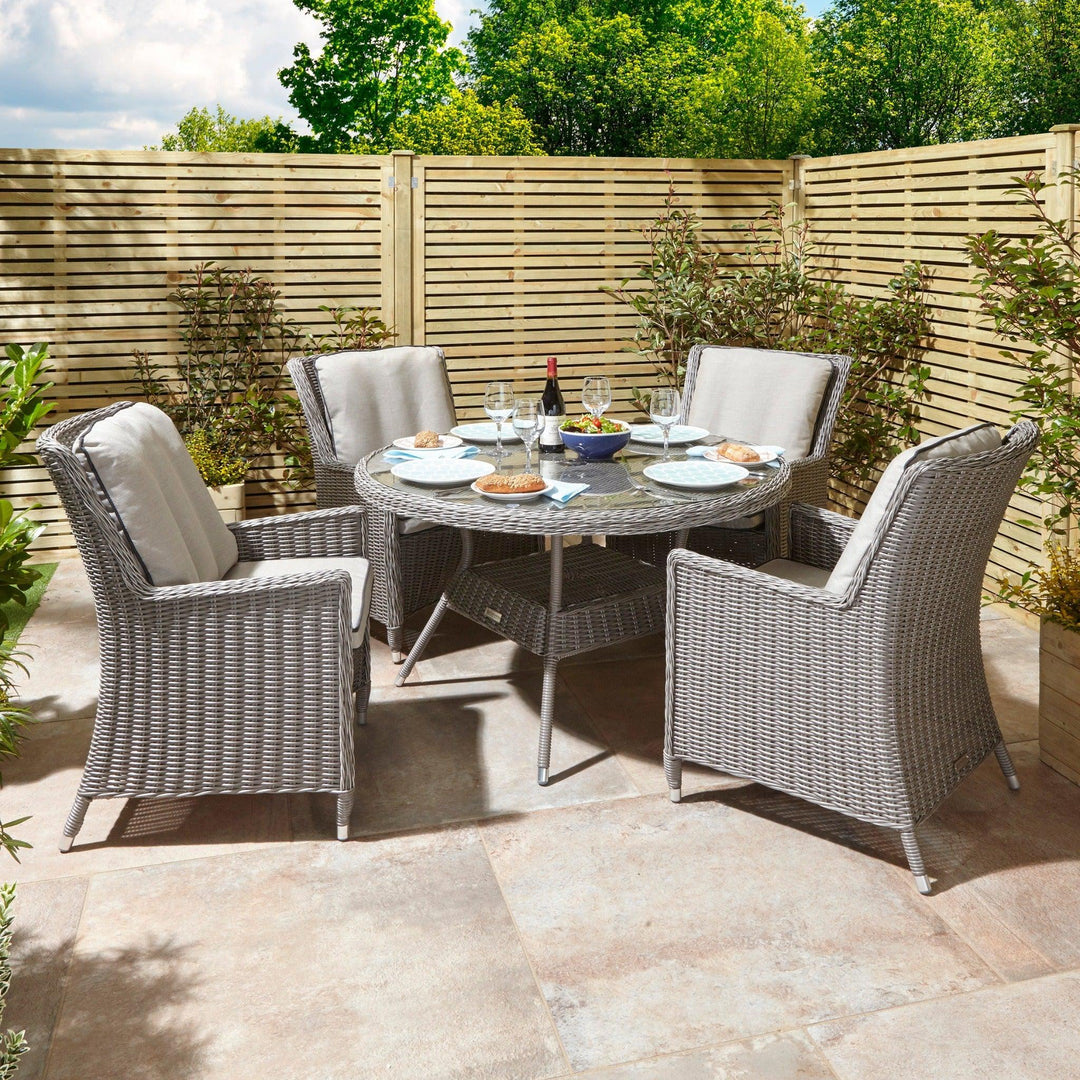 Rattan Effect Four Seater Dining Set - Two Colours