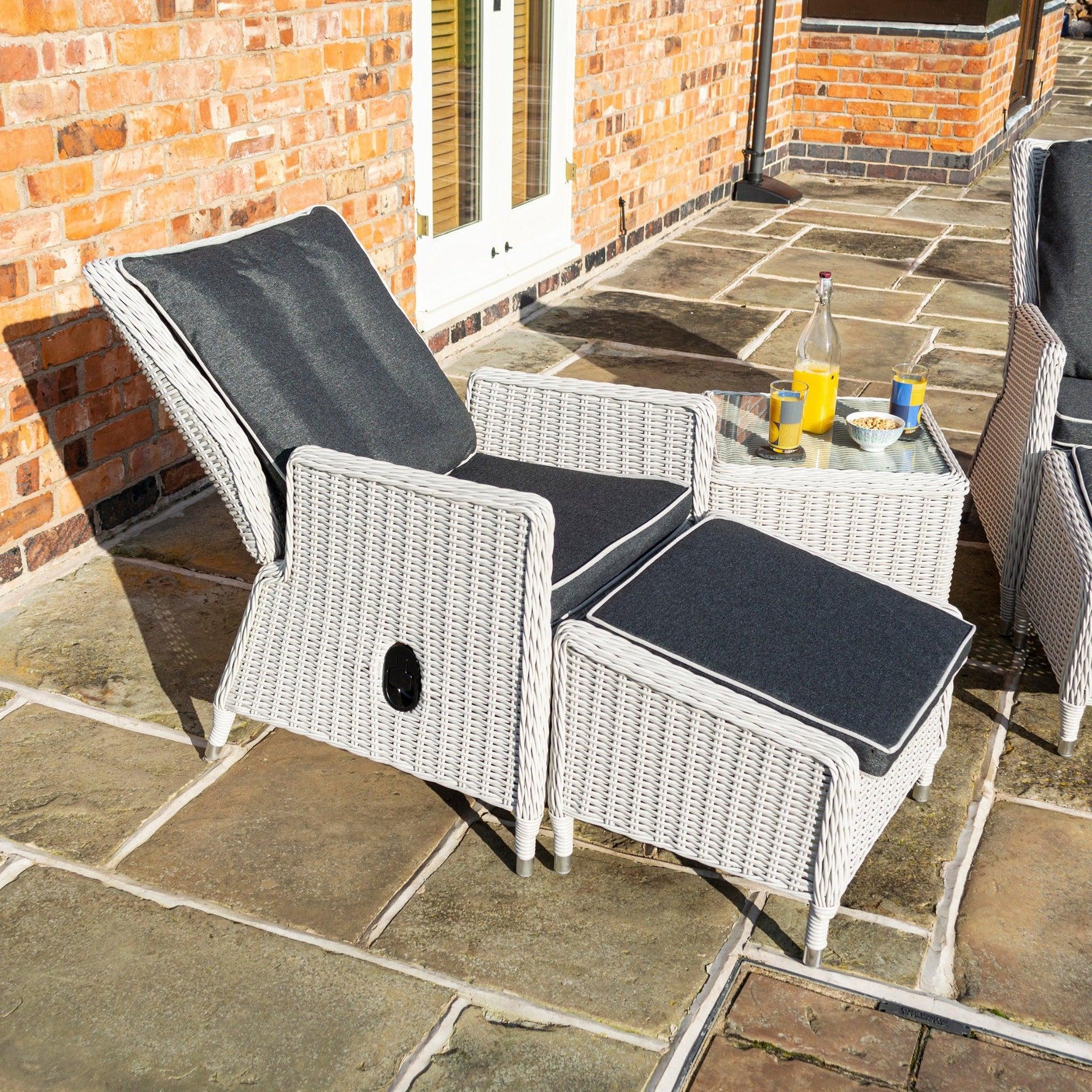 Rattan Effect Lounger Set - Two Colours