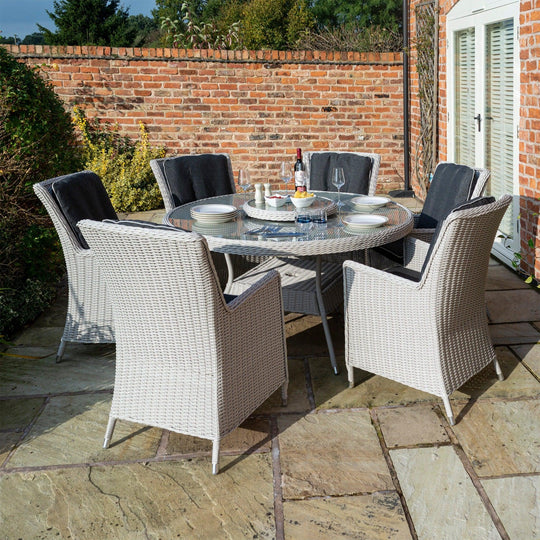 Rattan Effect Six Seater Dining Set - Two Colours