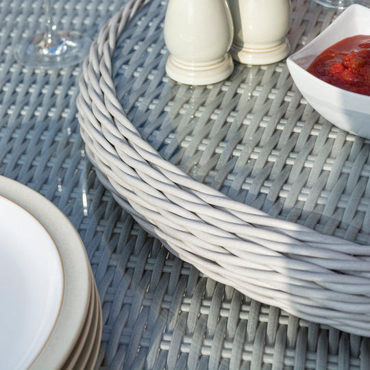 Rattan Effect Six Seater Dining Set - Two Colours
