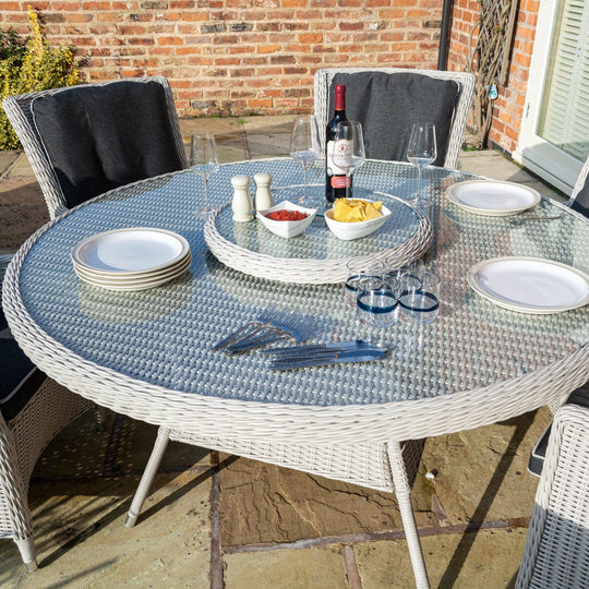 Rattan Effect Six Seater Dining Set - Two Colours