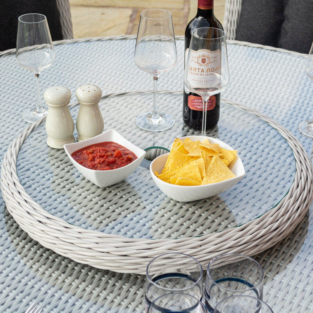Rattan Effect Six Seater Dining Set - Two Colours